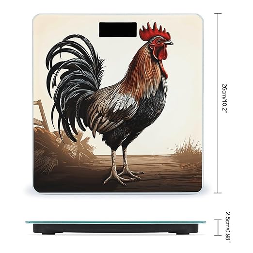 Rooster Scale for Body Weight Anti-Slip Tempered Glass Digital Bathroom Scales Clear LCD Display Weighing Scale Safe Rounded Corners Smart Scales