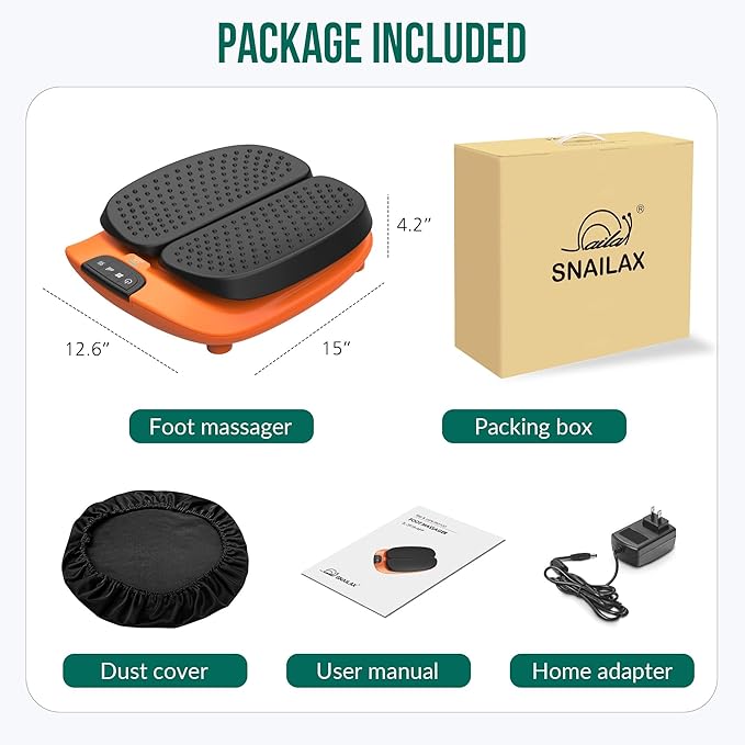 Snailax Vibration Foot Massager with Heat App Control Adjustable Vibration Electric Foot Massager Machine for Circulation Plantar Fasciitis Pain Remote Control