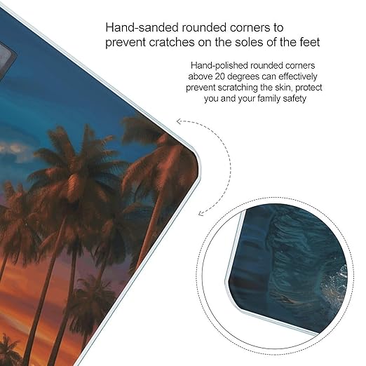 Dolphins and Palm Trees Scale for Body Weight Accurate Digital Bathroom Scale Toughened Glass High Precision Scales Smart Weight Scales with Large LCD Backlight Display Weighing Machine