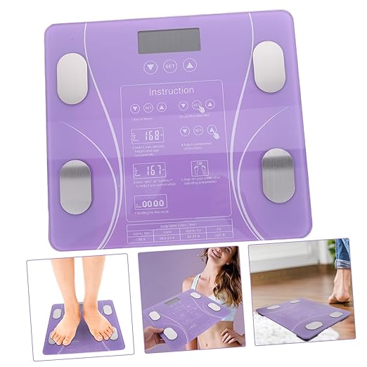 VOSAREA Household Electronic Precision Weight Scale Intelligent LED Display Fat Measuring Digital Bathroom Scale Creative Design Without Battery Purple Battery Style
