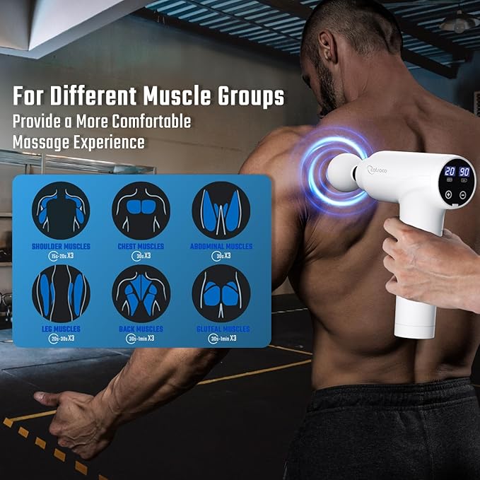 cotsoco Massage Gun Deep Tissue Muscle Massage Gun Back Massager for Pain Relief 20 Speeds Handheld Electric Massager Tool with Silent Brushless Motor Suitable for Gym Office Home Travel