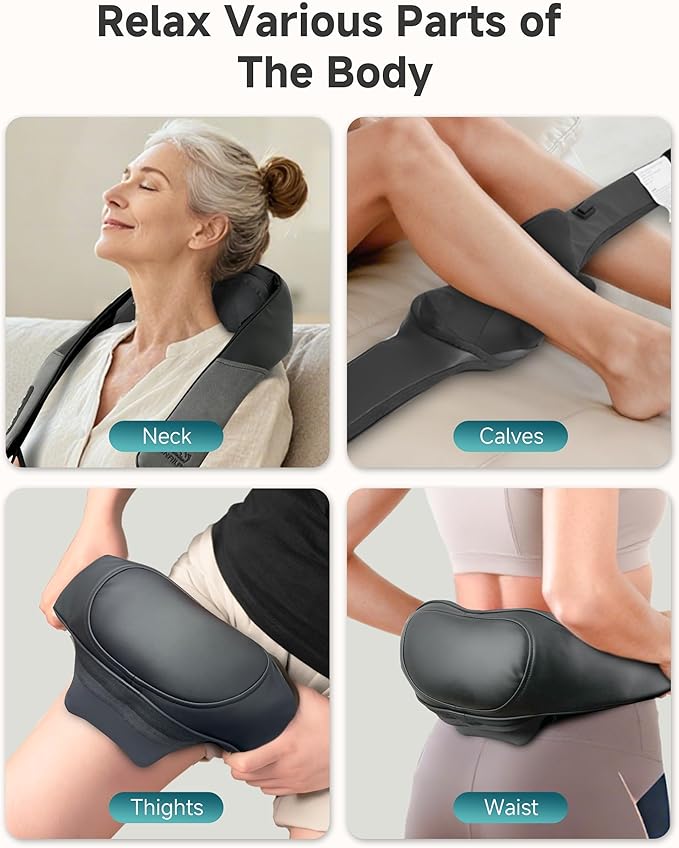 Snailax Cordless Neck Shoulder Massager with Graphene Heating Deep Tissue 4D Shiatsu Neck Massager for Pain Relief Rechargeable Back Massager with Upgraded Massage Heads for Deeper Muscle Relaxation