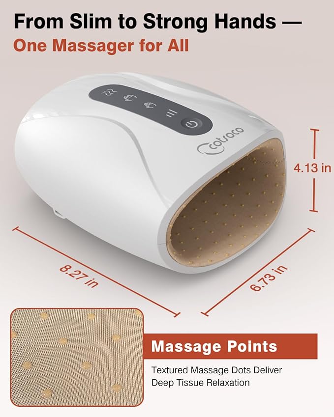 cotsoco Hand Massager Cordless Electric Hand Massager for Arthritis and Carpal Tunnel 6 Levels Therapy Massager with Heat and Compression Birthday Gifts for Women Husband Gifts for Men Women