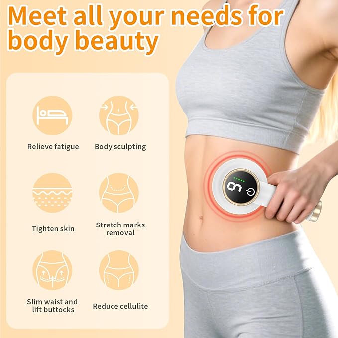 Handheld Body Massager Body Relaxing Machine Portable and Cordless Massager for Deep Relaxation 9 Modes for Body SPA 8 Massage Heads 1800mAh Battery Gift for Men Women White
