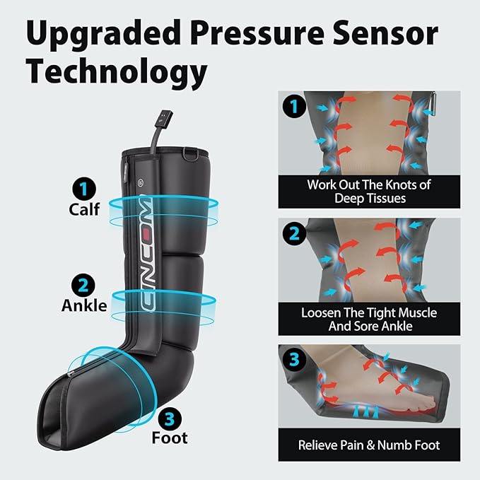 CINCOM Leg Massager for Circulation and Pain Relief Air Compression Boots Helpful for Relaxation Swelling and Edema Athletes Recovery