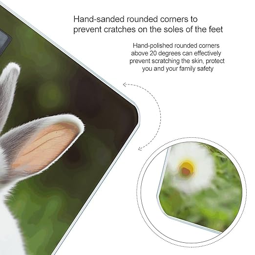 Two Little Cute Rabbits Bathroom Scale Large LCD Backlight Display Digital Scale Rounded Corners Body Scales Automatic Power On/Off Bathroom Scales for Home Bedrooms