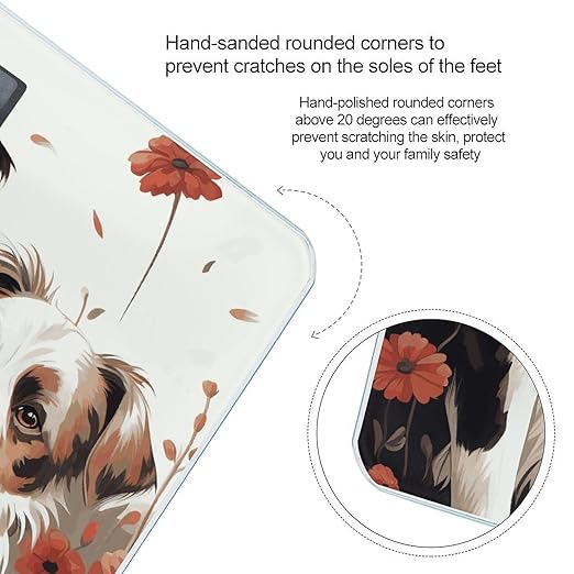 Lovely Dogs Bathroom Scale for Body Weight Bathroom Weighing Scale with Backlit LCD Display Highly Accurate Measures Weight Up to 180kg