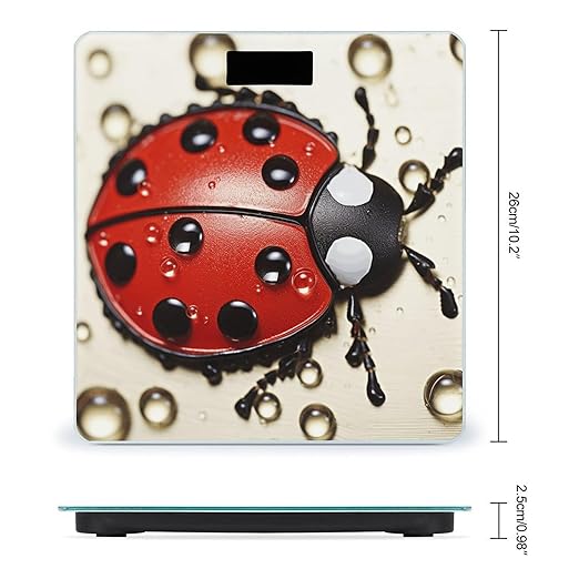 Beautiful Ladybug Bathroom Scale Rounded Smart Scale for Body Weight Automatic Power On/Off Weight Scales Accurate Bathroom Digital Scales for Pet Home Bedroom Kitchen