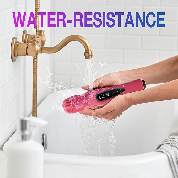 Cordless Massager with LCD Display Personal Massager for Pain Relief Powerful 12 Vibrating Massage Wand Pink
