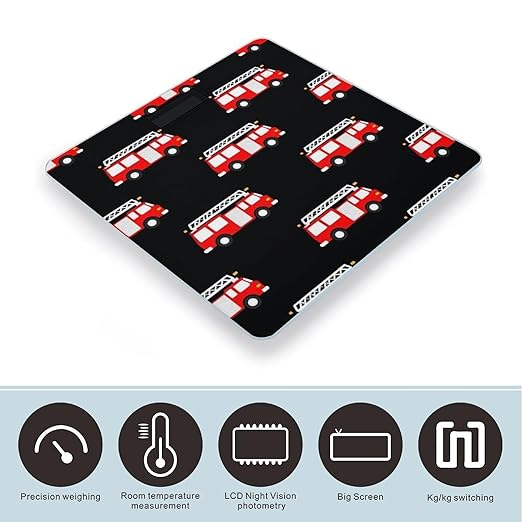 Men's Fashion Automatic Switch Digital Bathroom Weighing Scale Smart Scale Fire Fighters Red Fire Truck Cartoon