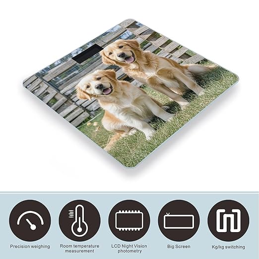 Digital Bathroom Scale for Body Weight Scale with Bright LCD Display High Accuracy Step-On Technology Auto On/Off Golden Retriever Dogs Puppies Pets Digital Scales 400 Lbs /180kg