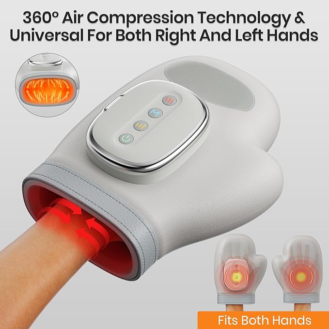 Cordless Hand Massager with Heat and Compression Electric Hand Massager for Arthritis and Carpal Tunnel Relief 3 Modes 3 Heat Levels 5 Compression Settings Hand Massage Ideal Gifts for Women/Men