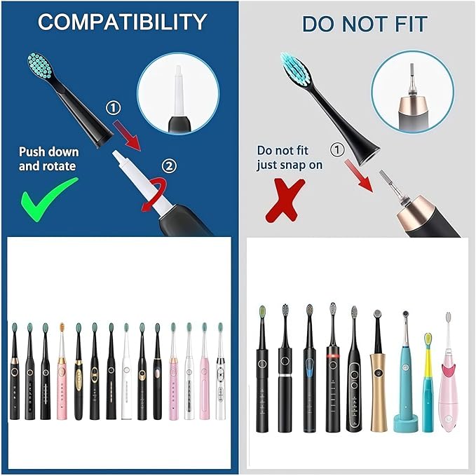Replacement Electric Toothbrush Head Bristle Brush Refill Compatible with Fairywill FW-D1/FW-D3/FW-D7 Toothbrush Refills(10 PCS BK)