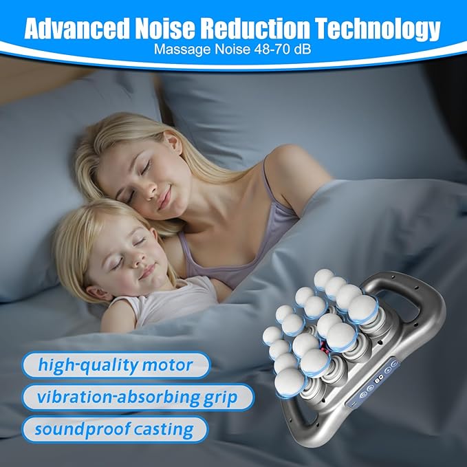 Massage Gun Deep Tissue – 16 Heads 9 Speeds &amp 9 Modes High Power Percussion Massager Gun for Full Body Relief Fascia Massage Gun for Muscle