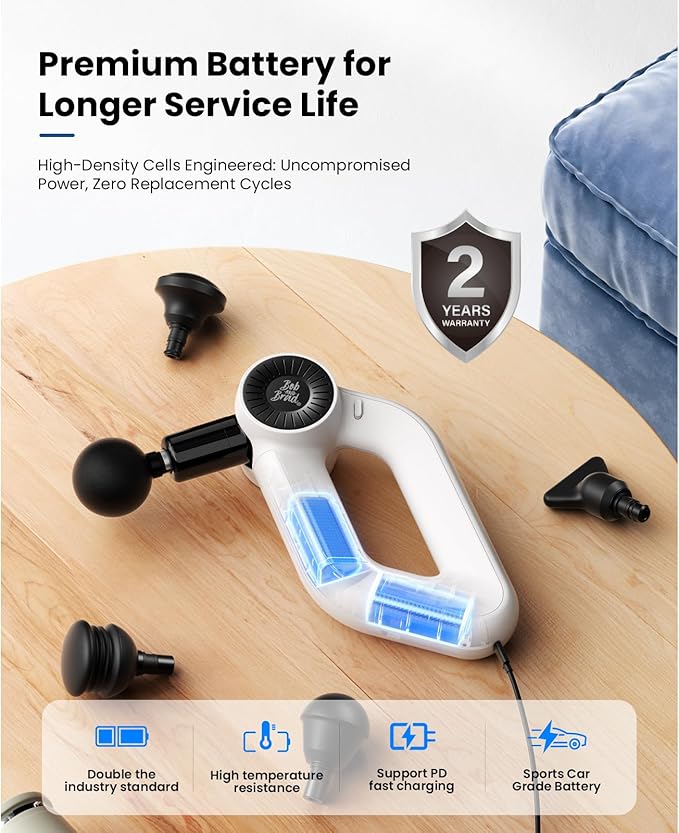BOB AND BRAD D6 Pro Plus Massage Gun with Heat 16mm Deep Tissue Percussion FSA Eligible Professional Muscle Gun for Athletes HSA Massager with 85lbs Stall Force for Back Pain Relief