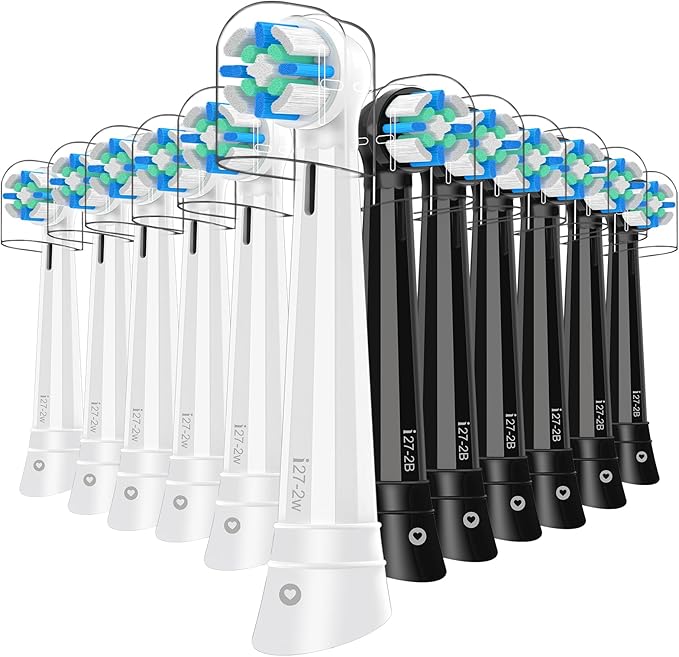 Brush Heads Compatible with Oral B IO 2/3/4/5/6/7/8/9/10/Deep Clean Series Electric Toothbrush IO Toothbrush Heads (12 Black/White)