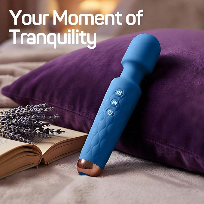 Rechargeable Personal Massager 8-Speed &amp 20-Mode Cordless Handheld Percussion Massager for Neck Back Shoulder Relaxation Quiet Handheld Body Massager with Ergonomic Design(Dark Blue)