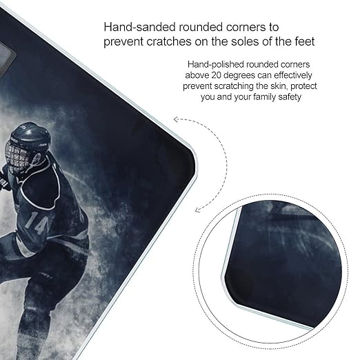 Digital Bathroom Scale for Body Weight Scale with Bright LCD Display High Accuracy Step-On Technology Auto On/Off Ice Hockey Art Digital Scales 400 Lbs /180kg