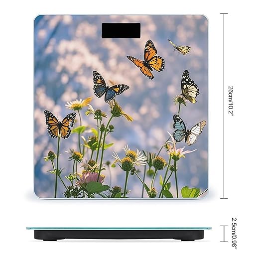 Flying Butterflies Scale for Body Weight Digital Bathroom Scale Accurate Smart Weight Scales with Large Display Weighing Machine High Precision Scales