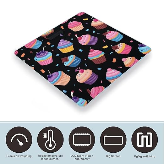 Energy Saving Scale Bathroom Weighing Scale Smart Scale for Body Weight Digital Space Galaxy Ice Cream Cake Black