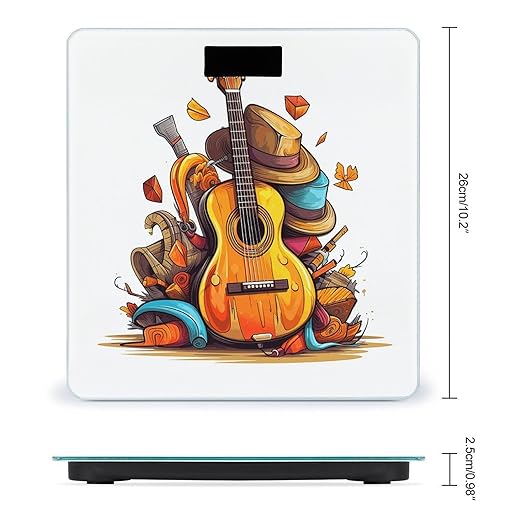Funny Cartoon Hats Guitar Scale for Body Weight Precision Bathroom Weighing Scales with Back Lit LCD Display Sturdy Tempered Glass Body Weight Scales Digital Bathroom Scale 400lb