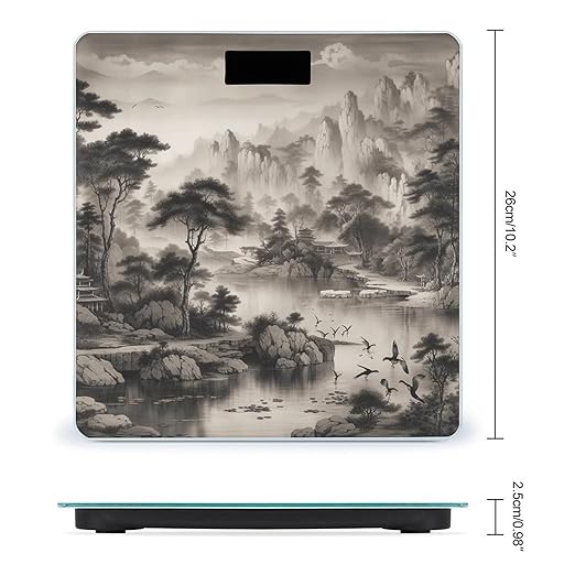 Black and White Landscape Scale for Body Weight Accurate Digital Bathroom Scale Toughened Glass High Precision Scales Smart Weight Scales with Large LCD Backlight Display Weighing Machine