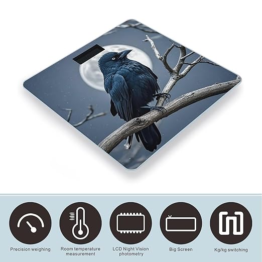 Night Crow Scale for Body Weight Accurate Digital Bathroom Scale Toughened Glass High Precision Scales Smart Weight Scales with Large LCD Backlight Display Weighing Machine