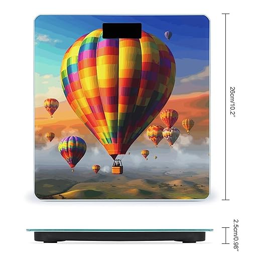 Hot Air Balloons Scale for Body Weight High Precision Digital Weight Scales with LCD Display Anti-Slip Sturdy Slim Tempered Glass Bathroom Scale for Home Use