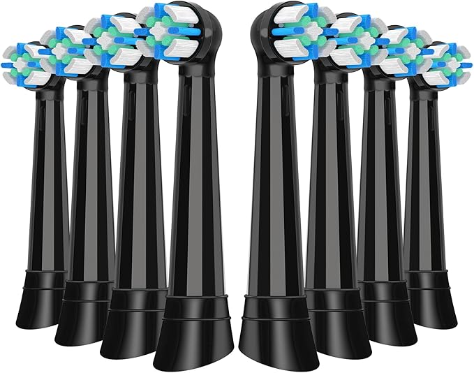 8 Pcs IO Replacement Heads Compatible with Oral B IO 2/3/4/5/6/7/8/9/10/Deep Clean Series Electric Toothbrushes Medium Softness Brush Heads Compatible with Oral B iO (Black)