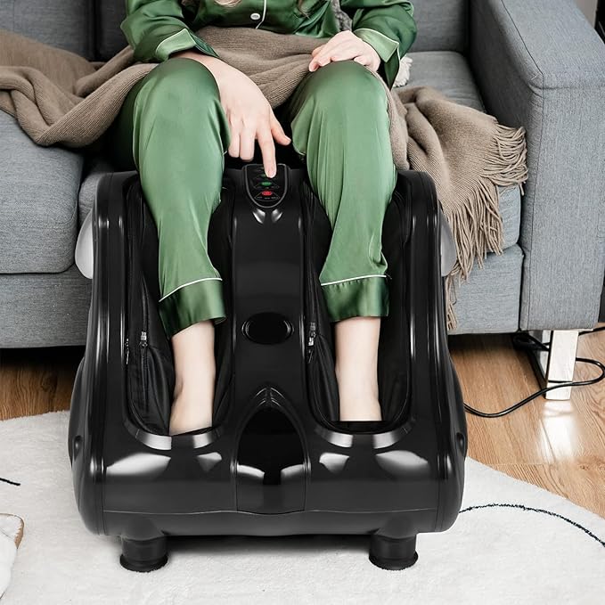 MEDIMALL Foot and Calf Massager Electric Foot Massager Fatigue Feet Shiatsu Foot Massager with VibrationDeep Kneading Vibration Rolling Leg Massager for Pain Relief (Black)