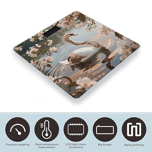Graceful Crane Scale for Body Weight Sturdy Tempered Glass Weighing Scales with LCD Display Accurate Digital Bathroom Scale Convenient Body Fat Smart Scales Easy Read