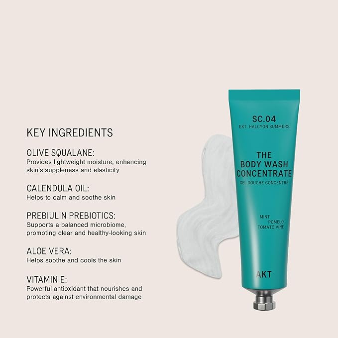AKT The Body Wash Concentrate 3.4 Fl Oz Natural Shower Gel with Skin-Balancing Prebiotics Body Wash Women &amp Men with Olive Squalane &amp Vitamin E Sc.04 Halcyon Summers All Genders