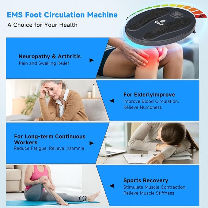 FDA Cleared - Electronic Muscle Stimulator for Neuropathy Foot Leg Massage EMS Foot Massager for Pain Relief &amp Muscle Relaxation EMS/TENS Feet Stimulator for Circulation for Dad Mum Elder Gifts