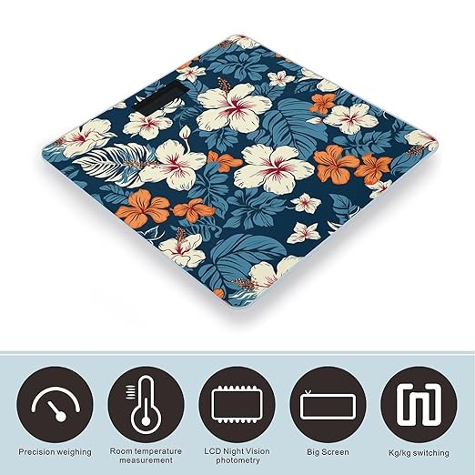 Hawaii Flower Smart Scale for Body Weight Accurate Bathroom Scale with LED Display Digital Weight Scales Weighing Machine High Precision Scales for Bath Home