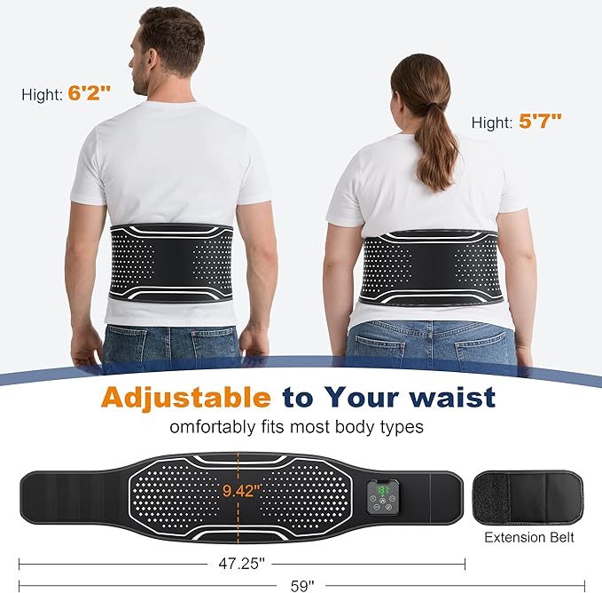 Lower Back Massager with Heat Cordless Back Heating Pad with 4 Heat Levels 3 Vibration Modes &amp Air Compression Pain Relief Gifts for Women Men Mom &amp Dad