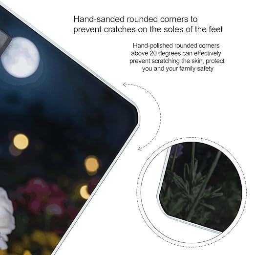Flowers at Night Weight ScaleClear LED Display Bathroom Digital Weighing ScaleTempered Glass Digital Bathroom Scale for Body Weight Capacity Up to 400 Lbs