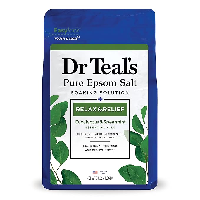 Dr Teal's Body Wash with Pure Epsom Salt Relax &amp Relief with Eucalyptus &amp Spearmint 24 fl oz (Pack of 4) (Packaging May Vary) &amp Pure Epsom Salt Soak Relax &amp Relief with Eucalyptus &