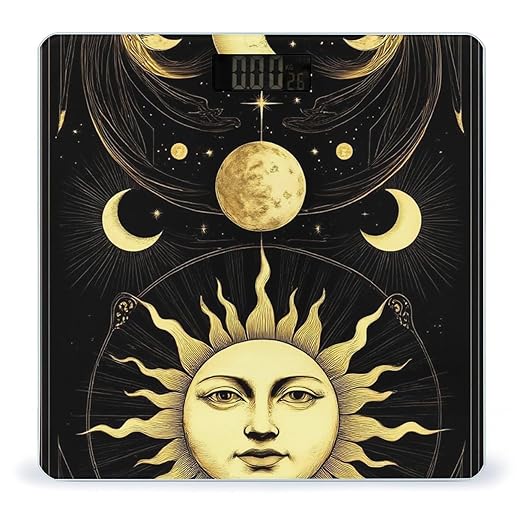 Smart Scale for Body Weight Digital Bathroom Weighing Scale Energy Saving Scale Tarot Card Magic Boho Vintage Sun Moon Stars