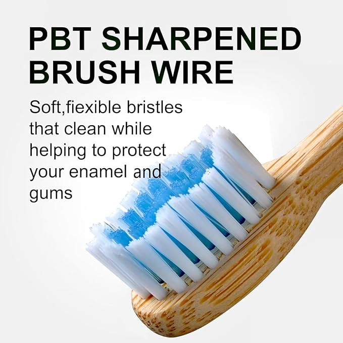 Sonic Electric Bamboo Toothbrush for Adults -5 Adjustable Cleaning Modes -Includes 2 Bamboo Heads with Castor Oil Bristles - Upgraded IPX7 Waterprood -Convenient Charging &amp Travel Case