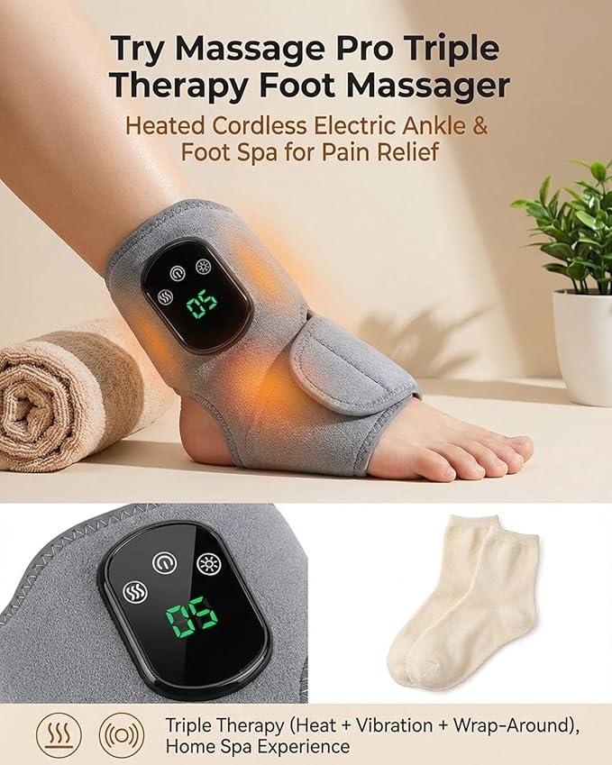 Try Massage ProTriple Therapy Foot MassagerAnkle Renew Spa Bath Cordless Electric Heated with 5 Heat &amp 3 Vibration for Pain Relief Relaxation Neuropathy Home Office Family Ideal Gift (1)