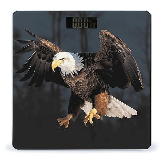 3D Bald Eagle Bathroom Scale Automatic Power On/Off Body Scales LCD Backlight Display Square Digital Scale Rounded Corners Bathroom Scales for Home Bedrooms