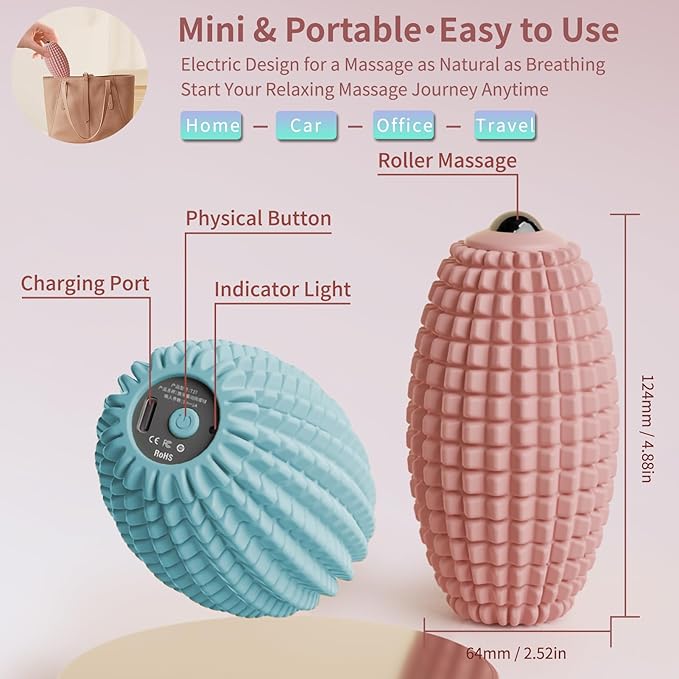Vibrating Massage Ball for Plantar Fasciitis Silicone Trigger Point Myofascial Massage Ball Deep Tissue Roller for Back Neck Foot Muscle Recovery Hip &amp Psoas Release Tool (Blue)
