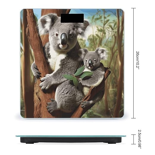 Koala Family Bathroom Scale for Body Weight Bathroom Weighing Scale with Backlit LCD Display Highly Accurate Measures Weight Up to 180kg