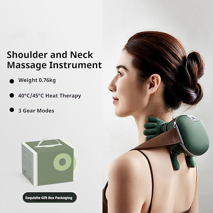 Neck Massager 2026 with Heat N7 Master Electric Neck and Shoulder Massager Deep Tissue Cervical Massage for Pain Relief Real Hand-Finger Kneading Design Heated Back &amp Shoulder Massage – Green