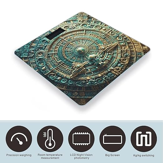 Mayan Calendar End of The World Scale for Body Weight Accurate Digital Bathroom Scale Toughened Glass High Precision Scales Smart Weight Scales with Large LCD Backlight Display Weighing Machine