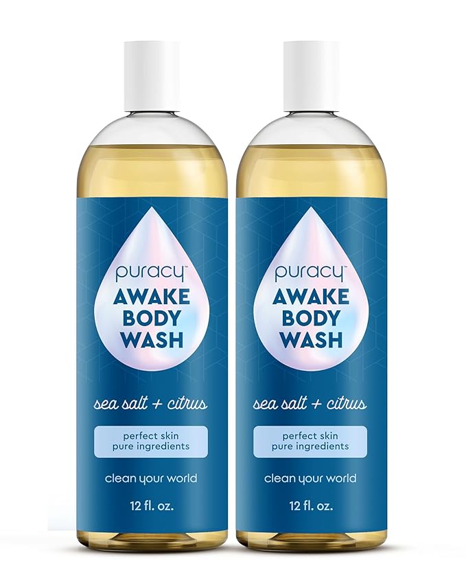 Puracy Body Wash - Natural Body Wash for Women Men Kids - Pure Plant Ingredients Moisturizing Shower Gel Body Soap for Dry Sensitive Skin Gently Scented (Citrus Sea Salt 12 oz/355 ml 2 pack