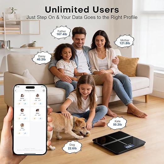 Smart Body Weight Scale Digital Bathroom Scale Measures BMI and Body Composition Equipped with a Smartphone app Maximum Weight Capacity 400 lbs/180 kg.