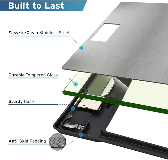 Etekcity Stainless Steel Digital Body Weight Bathroom Scale Step-On Technology Large Blue LCD Backlight Display 400 Pounds  Grey 12x12 Inch (Pack of 1)