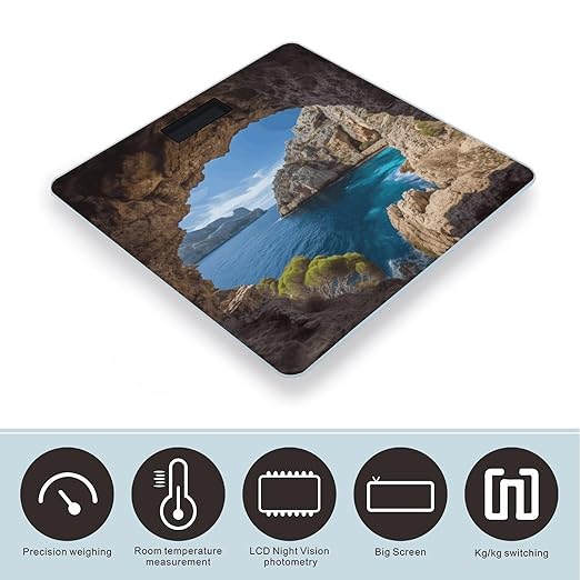 Arch in Mallorca Spain Scale for Body Weight Anti-Slip Tempered Glass Digital Bathroom Scales Clear LCD Display Weighing Scale Safe Rounded Corners Smart Scales