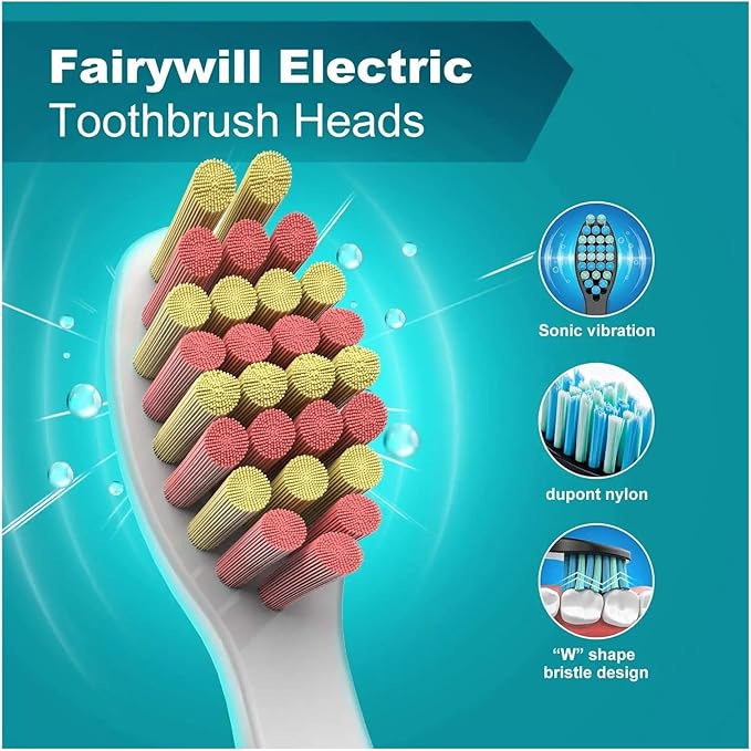 Compatible for Fairywill Interdental Brushs Heads Electric Toothbrush Replacement Sonic for FW-507 FW-508 FW-917 FW-959(FW-03white Soft)